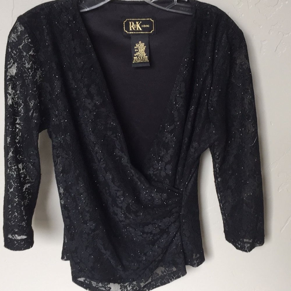 R &K evening Black fancy long sleeve blouse